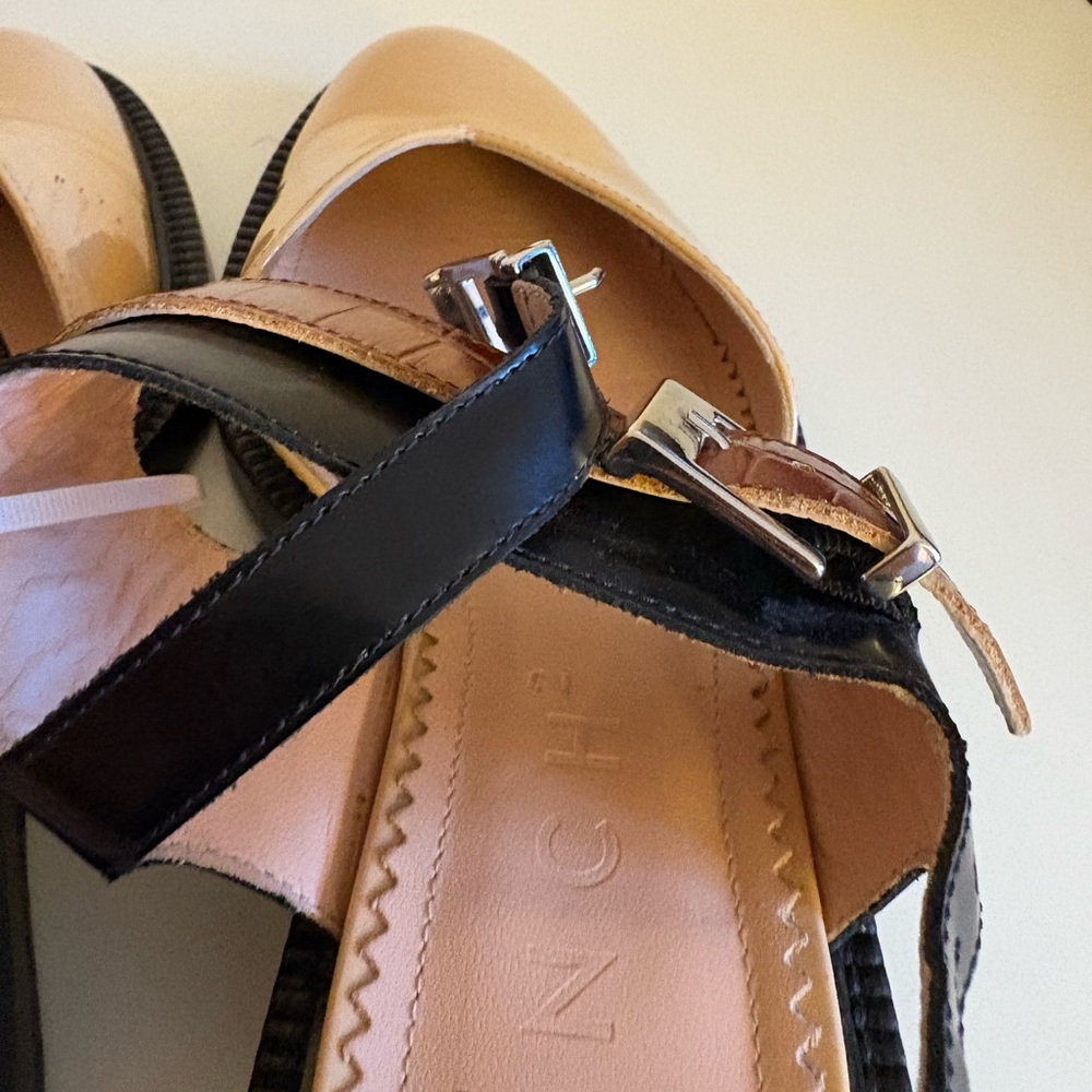 Inch2 Slingback Sandals Beige Brown Patent Leather Tan  Flats 7.5 - Picture 8 of 13